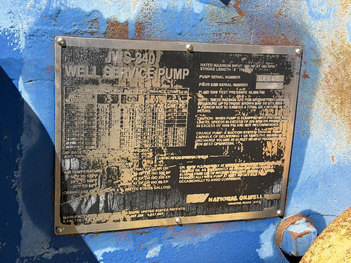 Used 2013 NOV JWS-340 Reverse Triplex Pump Skid Unit for Sale