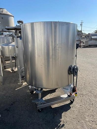 Used 250 Gallon Stainless Steel Vertical Jacketed Mix Tank with Side Agitation