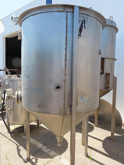 Used 450 Gallon Vertical Stainless Steel Cone Bottom Tank