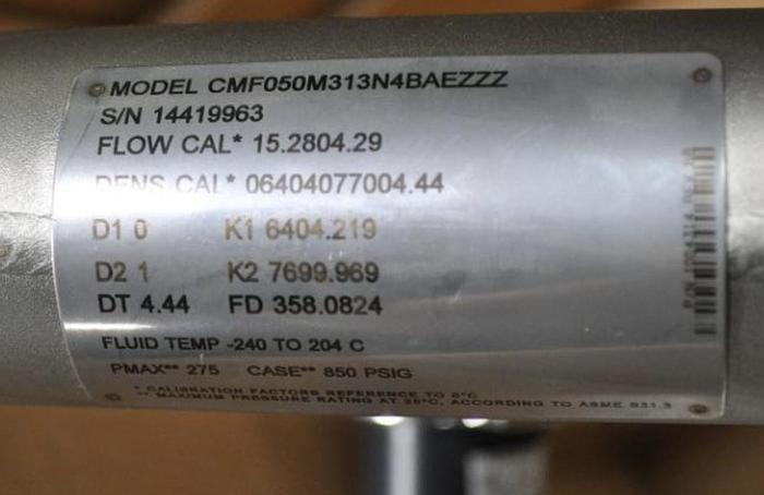 Used Emerson Micro Motion Mass Flow Sensor (NIB) CMF050M313NBAEZZZ 316 SS