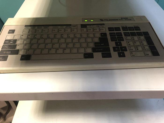 Gebraucht Fujinon Endoskopie System +E400 Prozessor, Lichtquelle, ED-450 XT Gastroskop, DK-402E CDL1904A