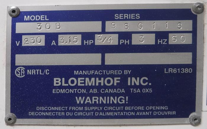 Used USED BLOEMHOFF CONVEYOR MOULDER, MODEL 30B