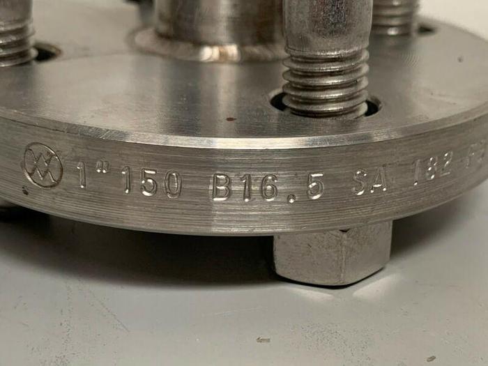 Used Stainless Steel 4 1/2" Flange w/ 1" Sanitary Fitting
