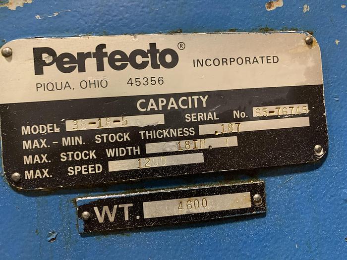 Used PERFECTO DECOILER AND STRAIGHTENER LINE 15,000 LBS X 18" X .187"