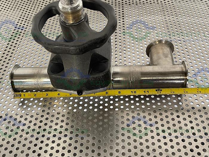 Used ITT Pure-Flo  2-316L-RA20MAX-CWP150 3 Way Diaphragm Valve w/ 2" Sanitary Fitting