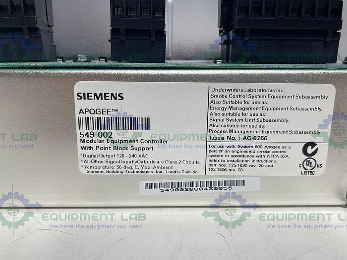 Siemens Apogee 549 002 Modular Equipment Controller