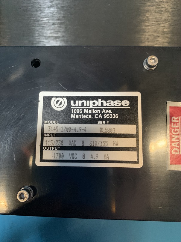 Used Uniphase Laser Power Supply 314S-1700-4.9-4