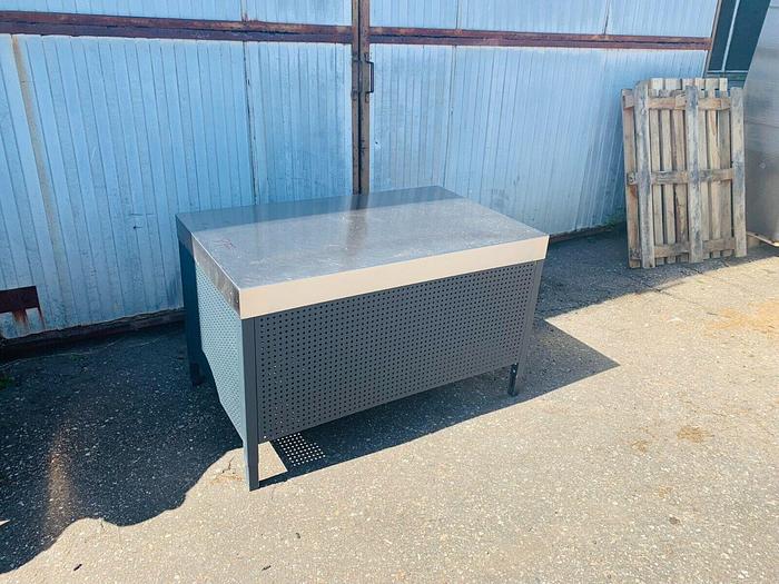 Used Stainless steel table, 125 x 75 x 68,5-86cm, Height adjustable , Workshop