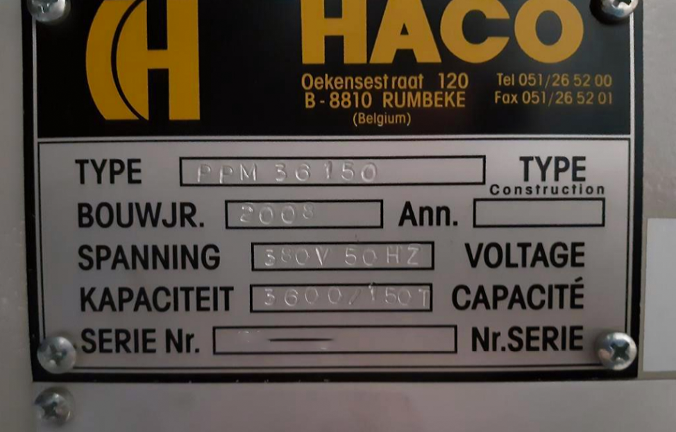 Used Haco PPM 36150 - Press Brake - 2008