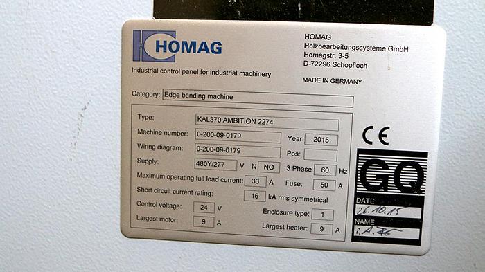 Used 2015 Homag KAL370 Ambition 2274