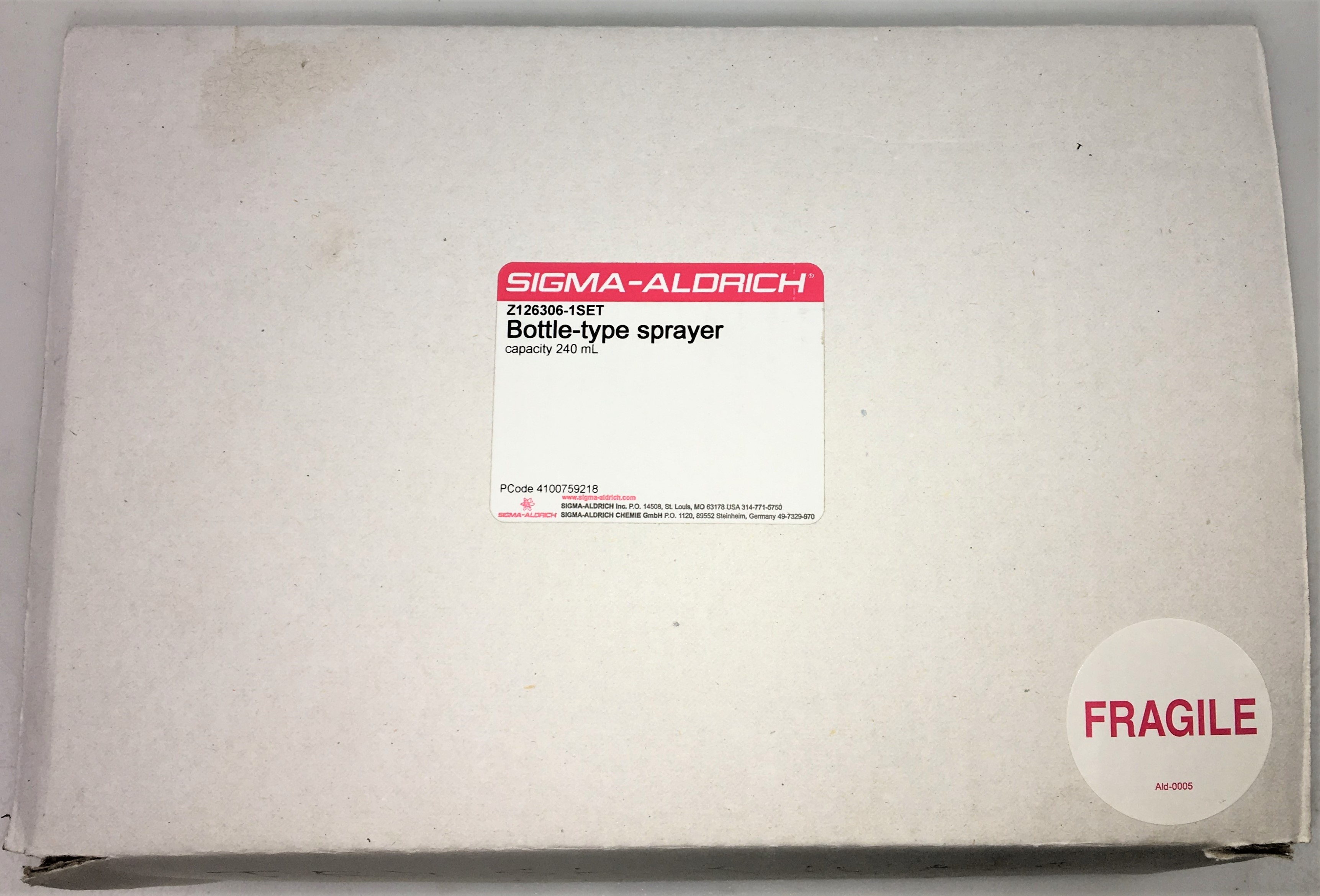 New Open Box Sigma-Aldrich Z126306 Bottle-Top Sprayer - 240mL