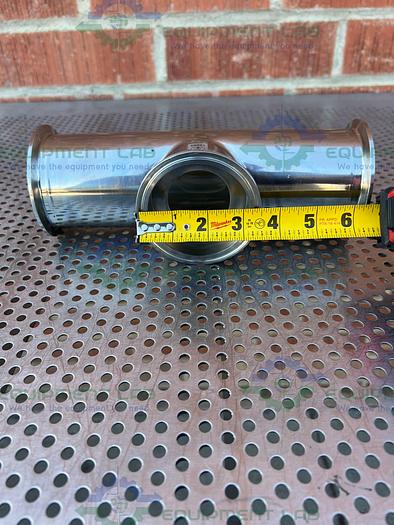 Used 3 Way Stainless Steel Tee w/ 3" Sanitary Fittings & 3" Center