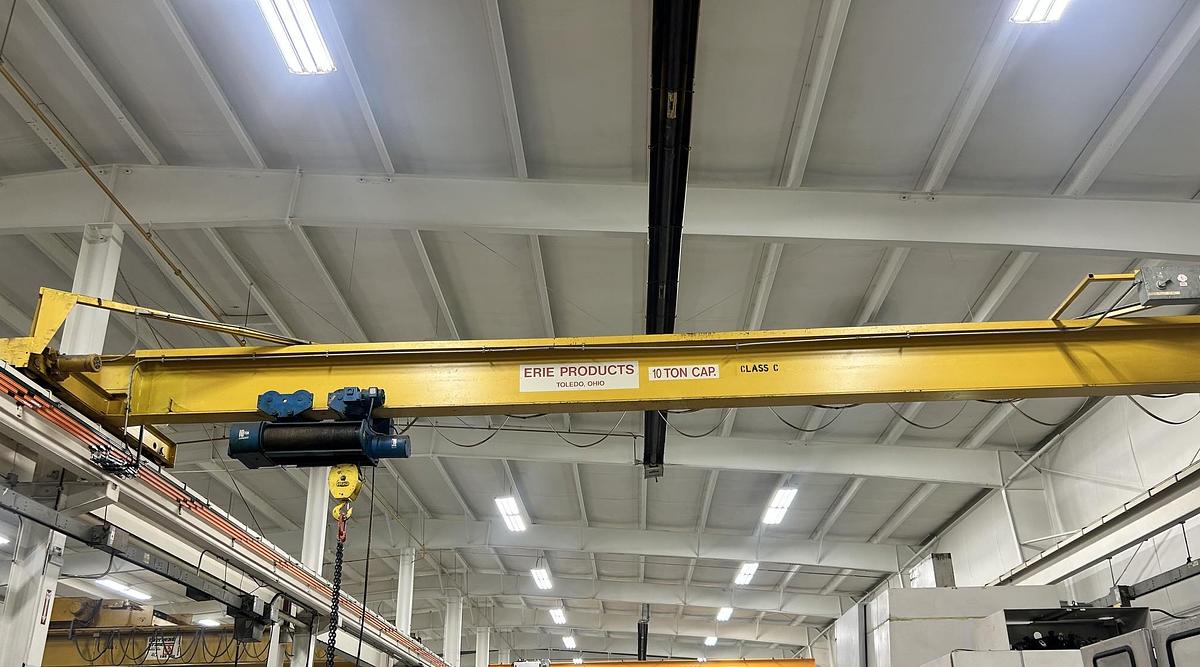 Used 10-Ton x 42' Erie Products Single Girder Overhead Crane