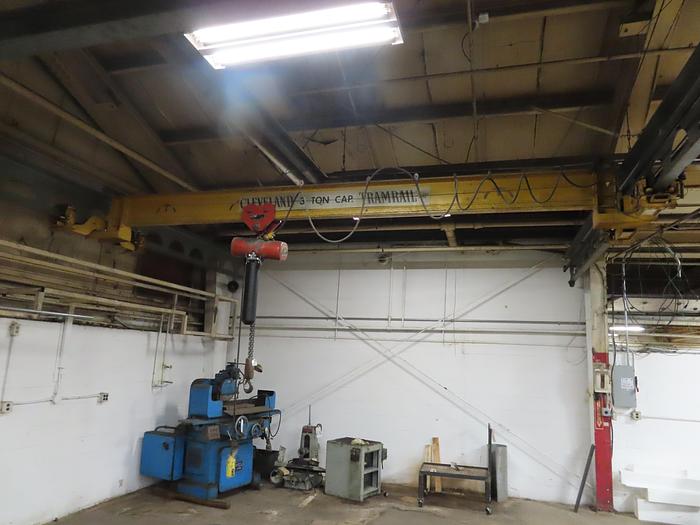 Used 3-Ton x 60 LF Dual Bridge Cleveland Tramrail Underslung Crane w/ (2) 3-Ton CM Lodestar Hoists (20' Span)