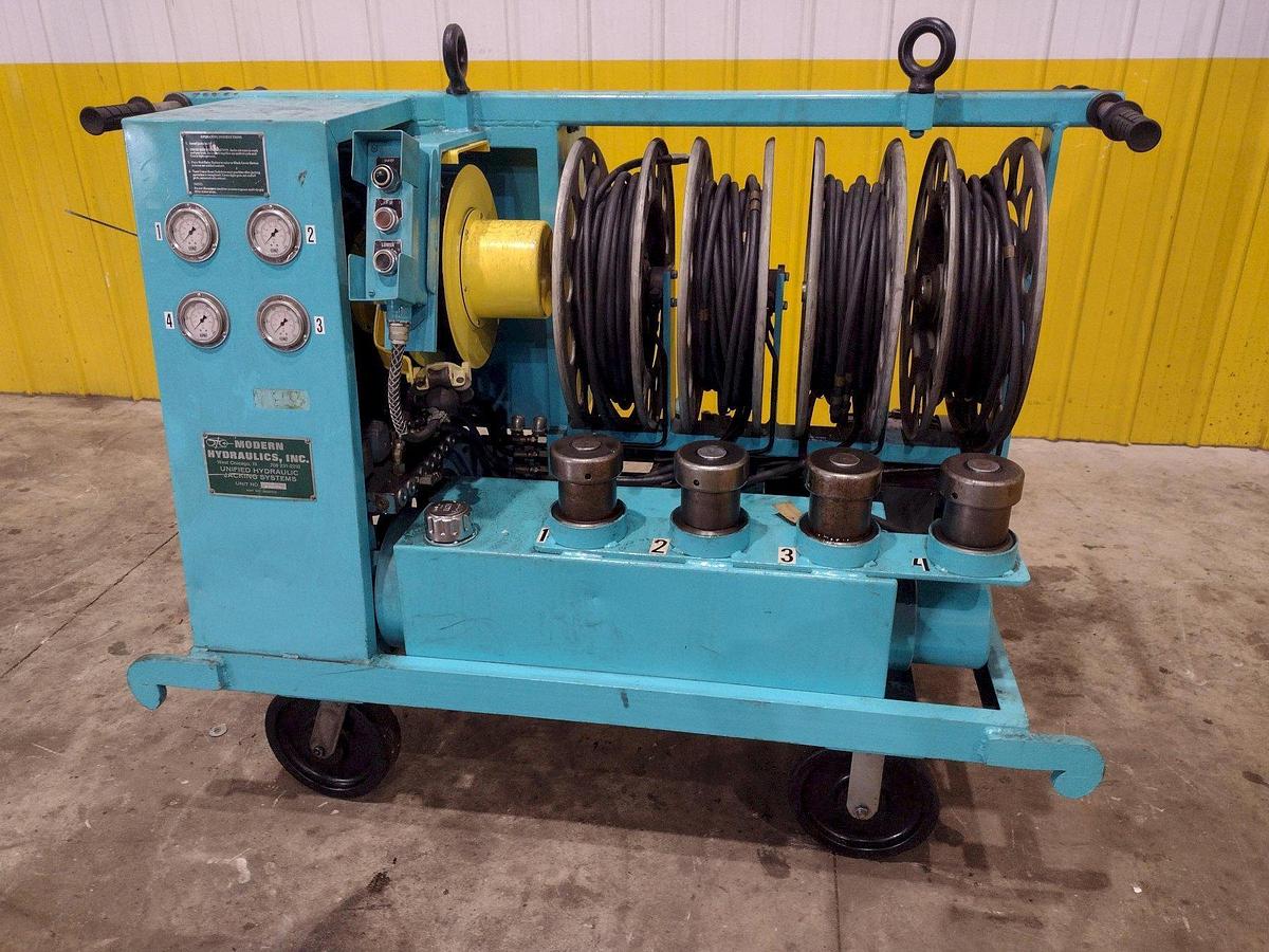 Used 40 TON MODERN HYDRAULICS 4 CYLINDER PORTABLE HYDRAULIC DIE SETTING & SEPARATING SYSTEM