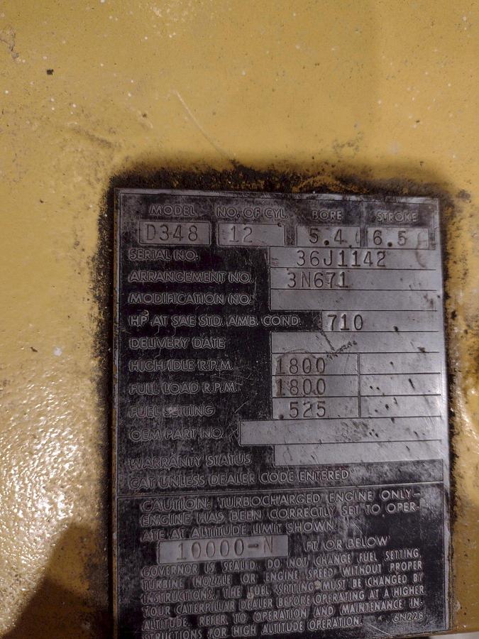 Used 500 Kw Caterpillar Diesel Generator, Model: D348