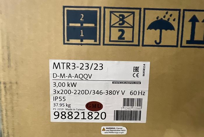 Grundfos Multistage Centrifugal Pump MTR3-23/23 D-M-A-AQQV (98821820)