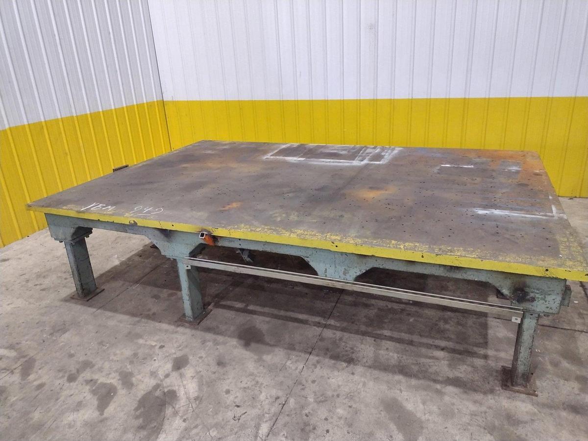Used 148" X 98" HEAVY DUTY STEEL LAYOUT WELDING SHOP TABLE