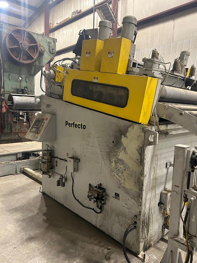 Used 30000 lb. Perfecto #RS30-7272 / 55-72-7, coil feed line, 72" W x .218" stock, 72" OD, 19"-24" ID