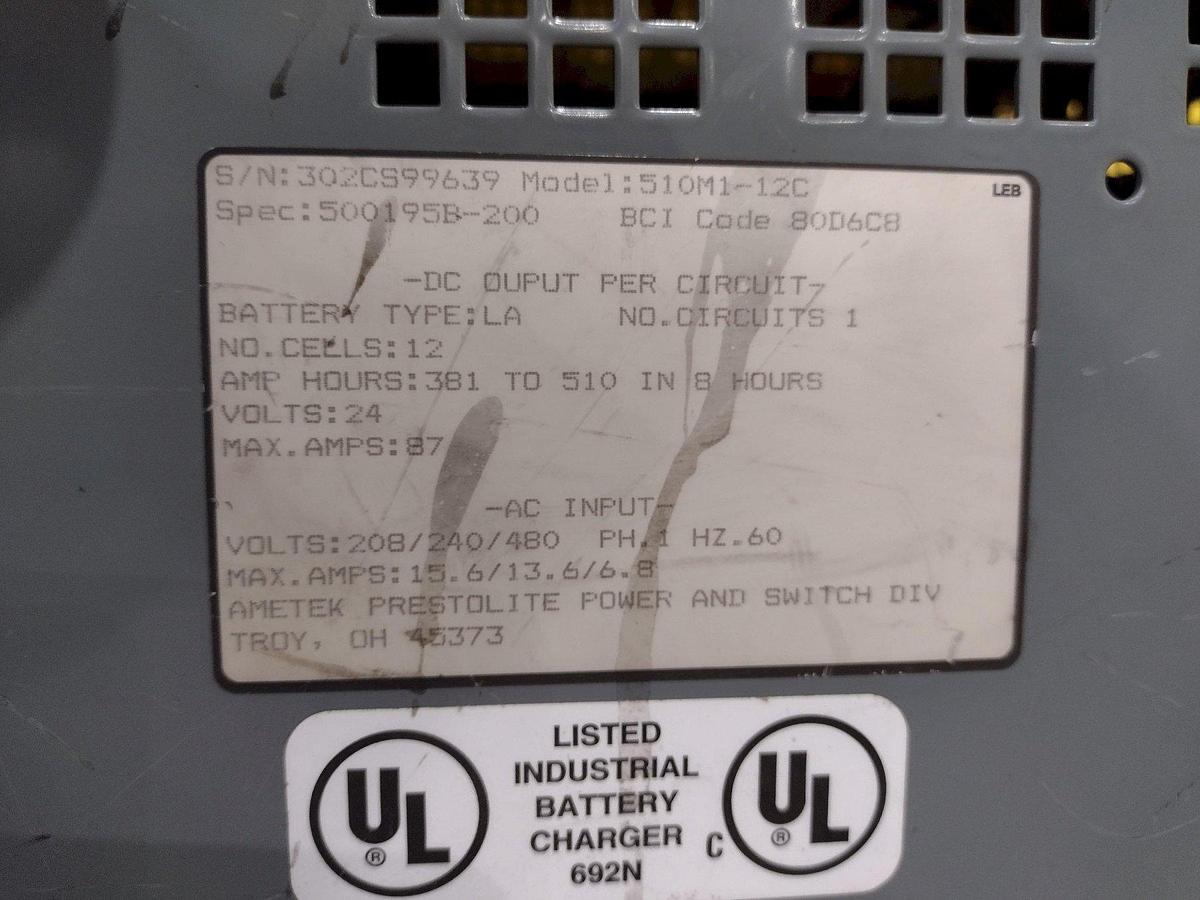 Used 24-Volt Prestolite Power Battery-Mate Model: 510M1-12C Battery Charger