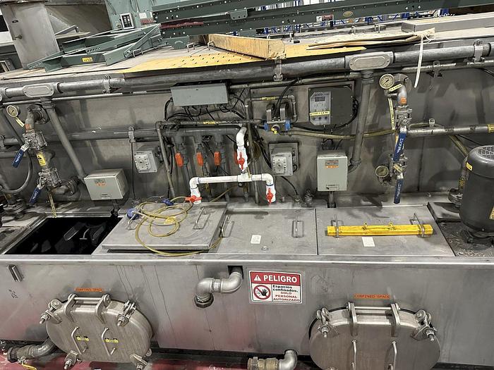 Used 3-LANE 12" WIDE BELT, 4-STAGE STAINLESS STEELL WASHER JENFAB MODEL #MCCS-3000SS2F