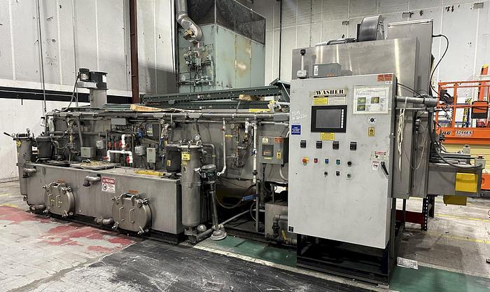 Used 3-LANE 12" WIDE BELT, 4-STAGE STAINLESS STEELL WASHER JENFAB MODEL #MCCS-3000SS2F