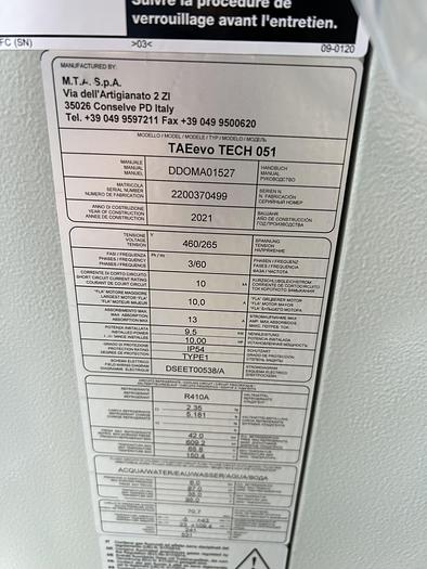 2021 MTA TAEevoTECH 051 Industrial Process Water Chiller (2) (NIB)