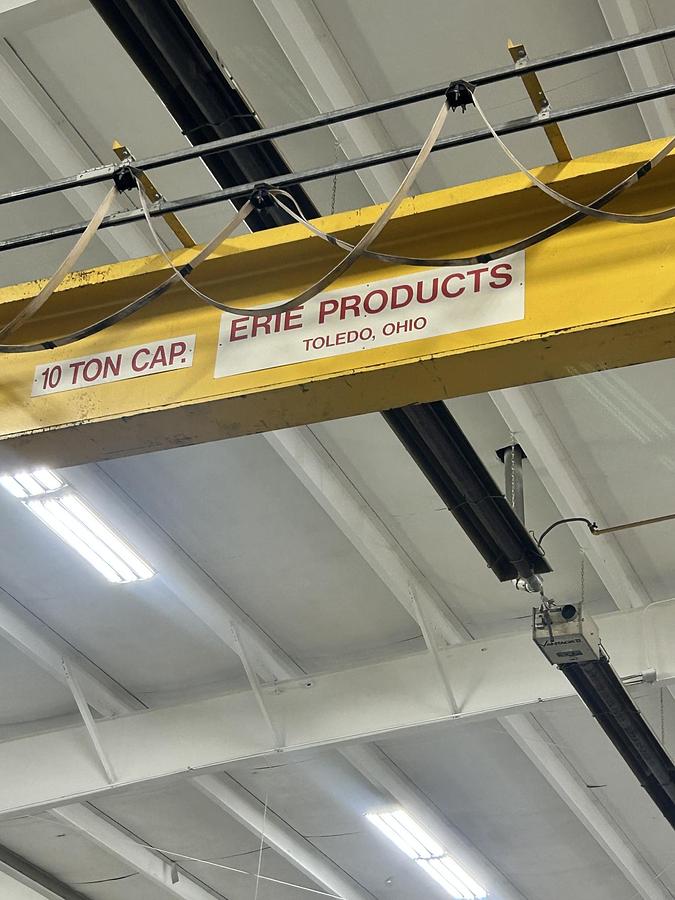 Used 10-Ton x 42' Erie Products Single Girder Overhead Crane