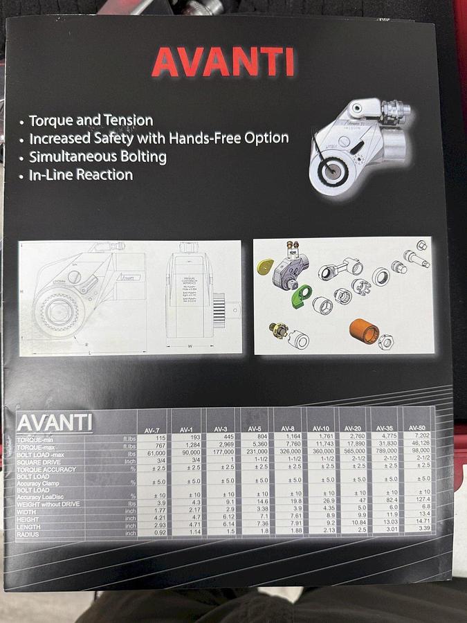 Used 1.5" HYTORC MODEL #AVANTI AV-10 HYDRAULIC TORQUE WRENCH