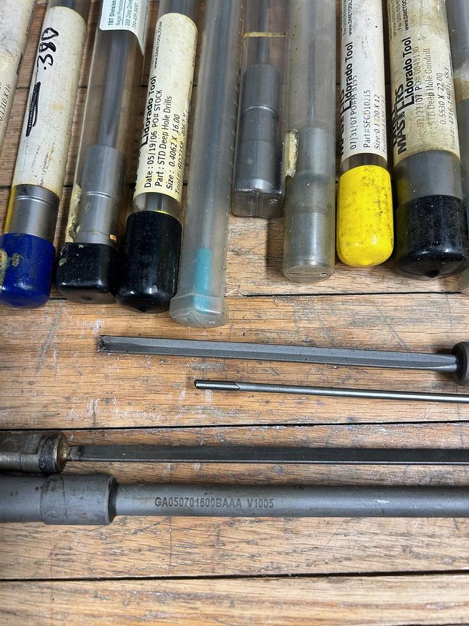 Used Large Lot of Various New Gun Drills Eldorado Tool Drill Masters, 40+ Gun Drills