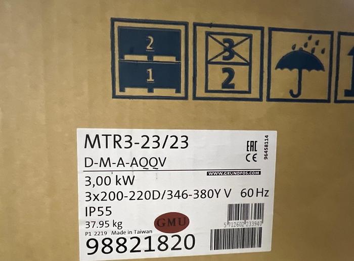 Grundfos Multistage Centrifugal Pump MTR3-23/23 D-M-A-AQQV (98821820)