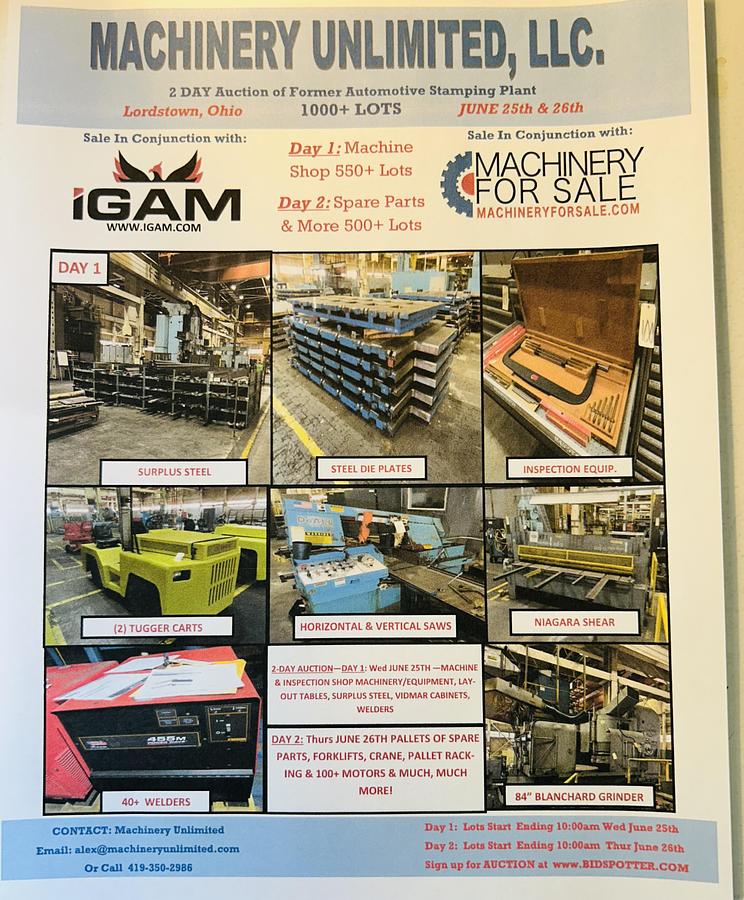 Used 2-Day Auction of Former Lordstown, Ohio Automotive Facility - June 25th & 26th!
