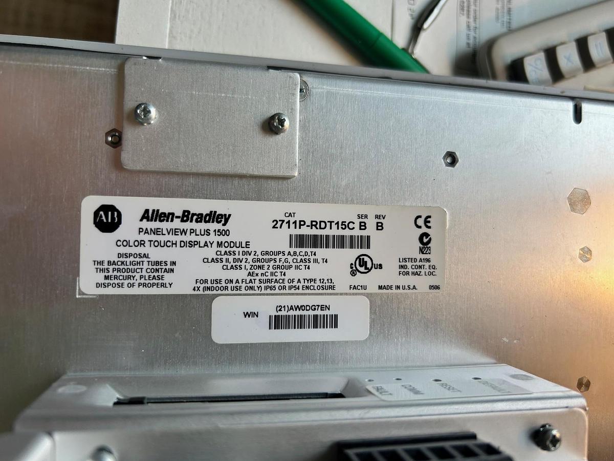 Used Allen Bradley Panelview Plus 1500, Cat 2711P-RDT15C Ser. B, Rev. B