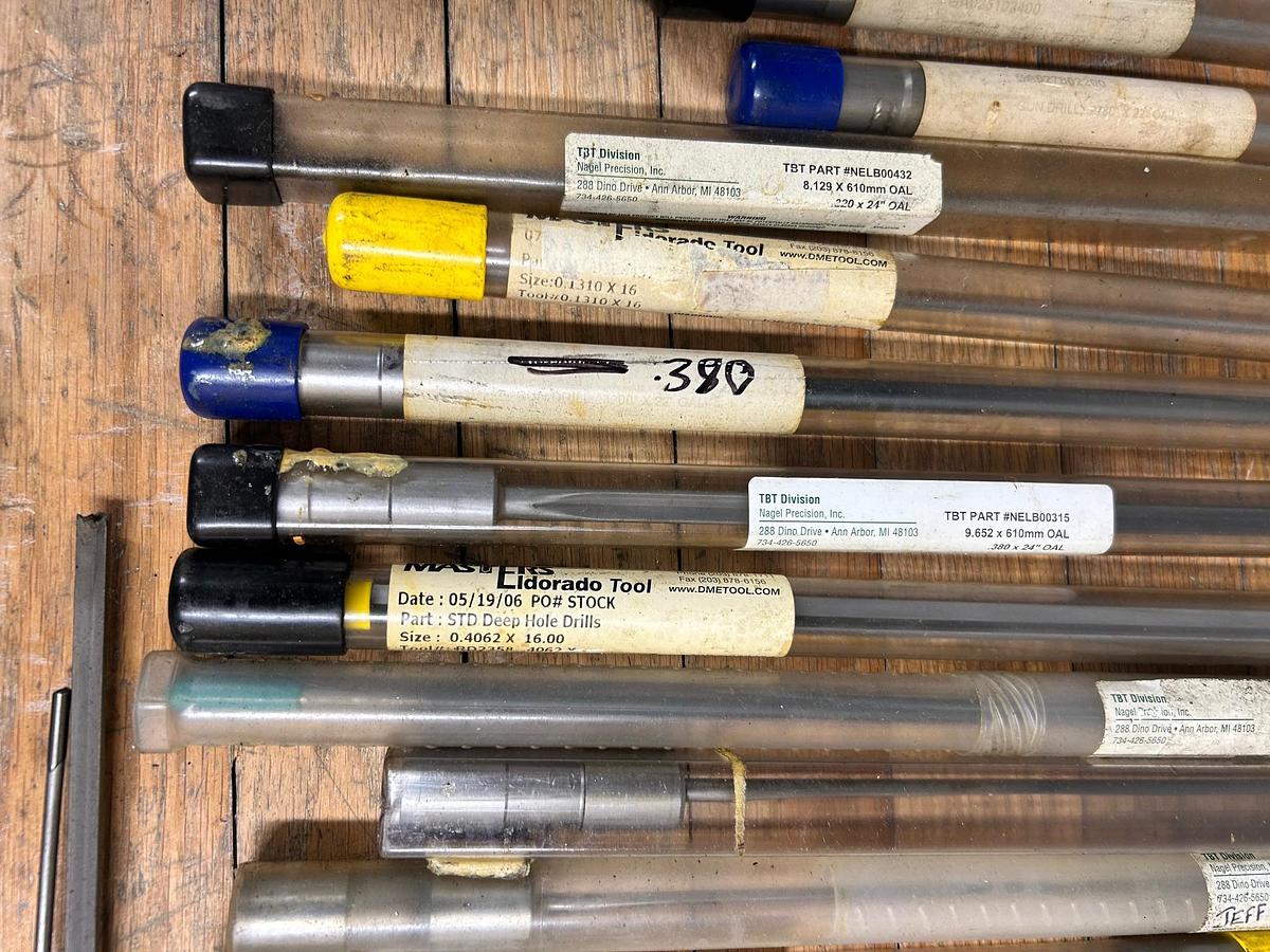 Used Large Lot of Various New Gun Drills Eldorado Tool Drill Masters, 40+ Gun Drills