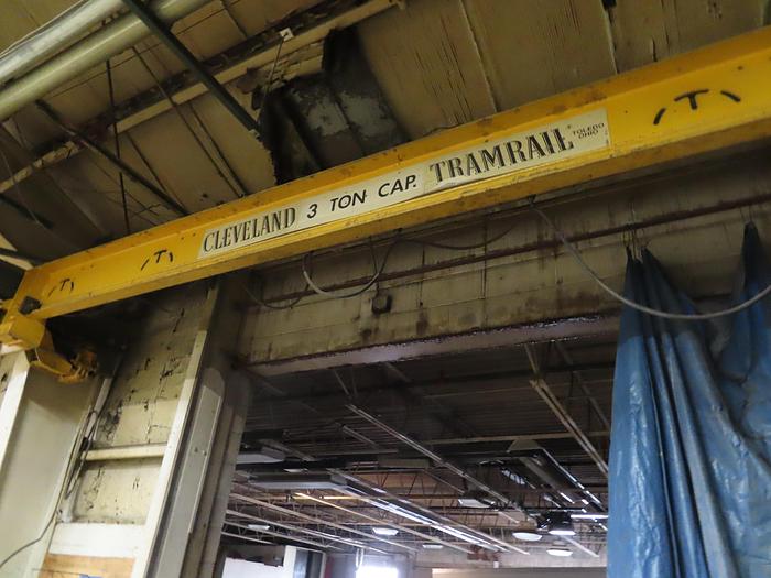 Used 3-Ton x 60 LF Dual Bridge Cleveland Tramrail Underslung Crane w/ (2) 3-Ton CM Lodestar Hoists (20' Span)