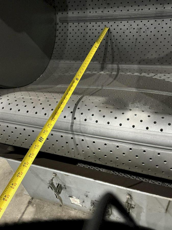 Used 5 CU FT X 15 HP WHEELABRATOR TUMBLAST RUBBER BELT SHOT BLAST CABINET