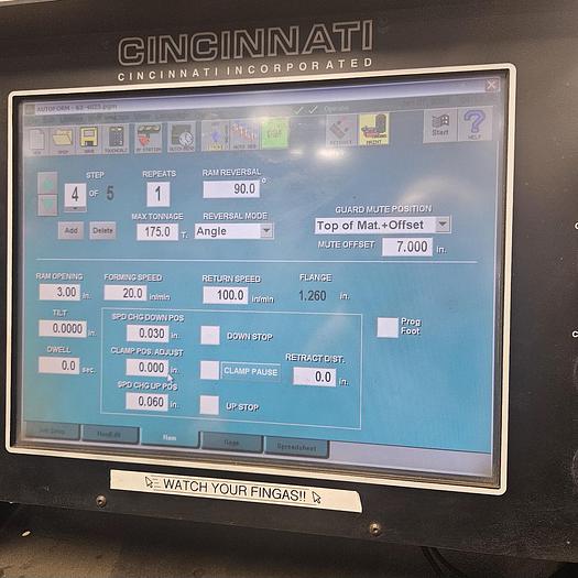 Used 175 Tons x 10' Cincinnati CNC Press Brake (1990)