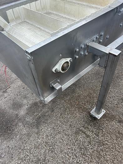 Used INCLINE CLEATED BELT CONVEYOR, STAINLESS STEEL, 24’’ WIDE X 120’’ LONG