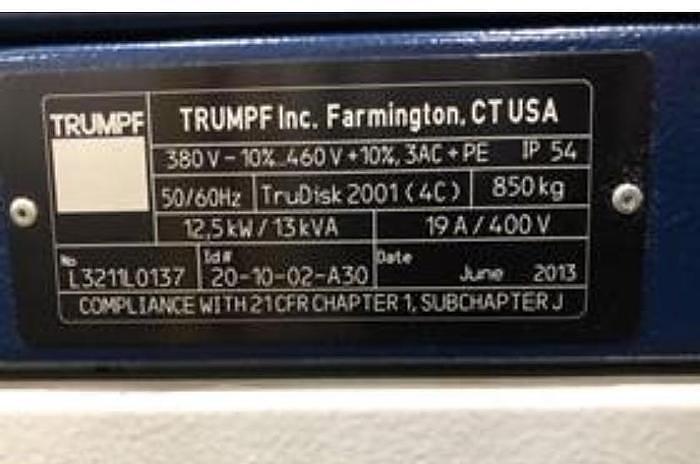 Used 2013 Trumpf TruDisk 2001 (4C)
