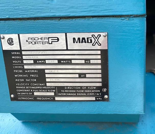 Fischer & Porter Mag-X 10D1435A Magnetic Flow Meter w/ Teflon Lining, 16"
