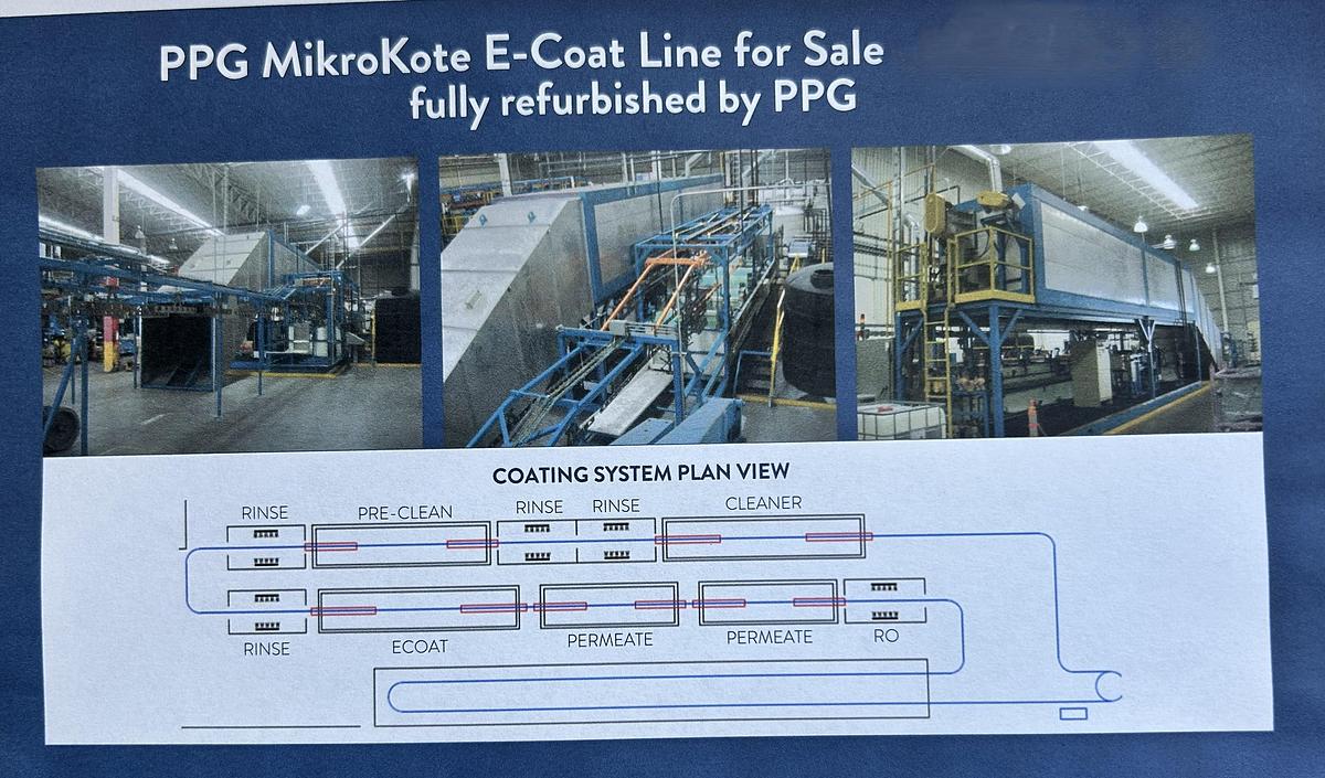 Used 9-Stage PPG MikroKote Overhead Monorail Indexing Ecoat Line