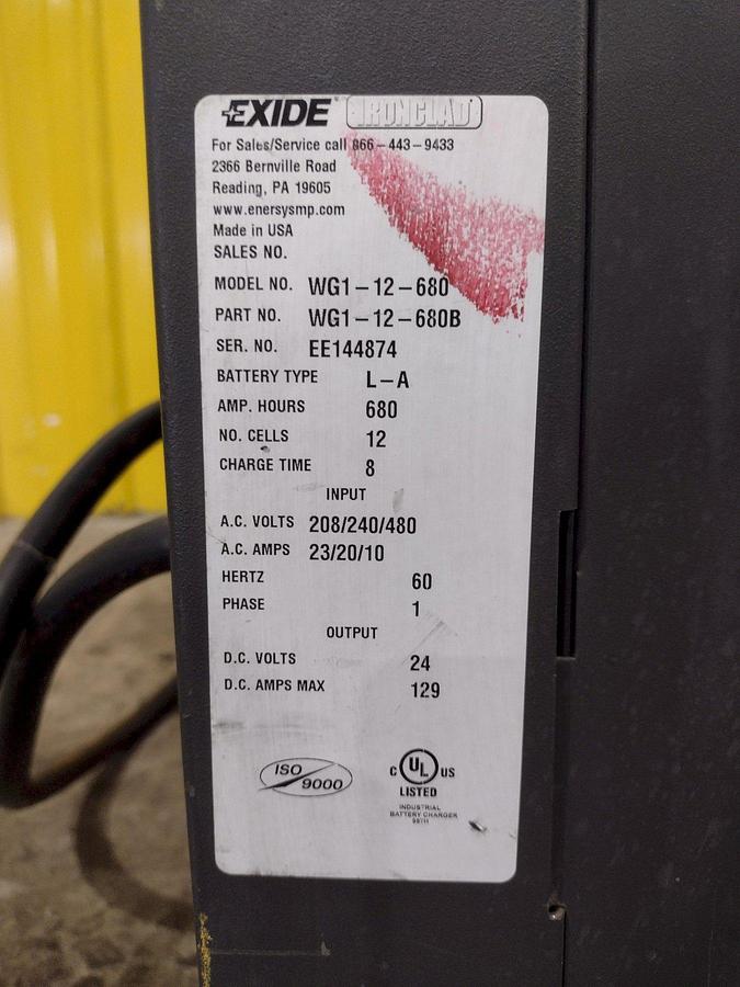 Used Exide Workhog Gold WG1-12-680 Battery Charger