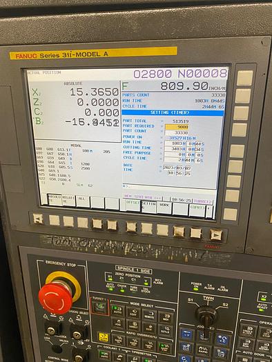 Used 2013 Hwacheon T2-2T YSMC Multi-Axis CNC Lathe with FMB Turbo 5-55 Barfeeder