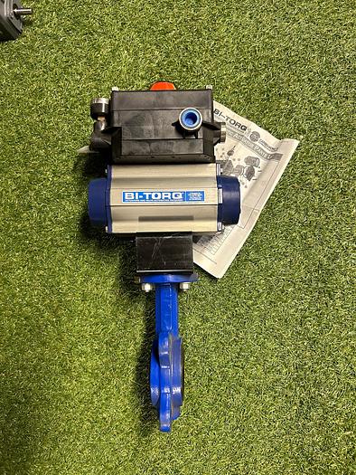 Used Bi-Torq PN85SR, 3" Butterfly Valve W/ Pneumatic Actuator & Bray Commercial VRC-VE900G-T1 Electro-Pneumatic Positioner
