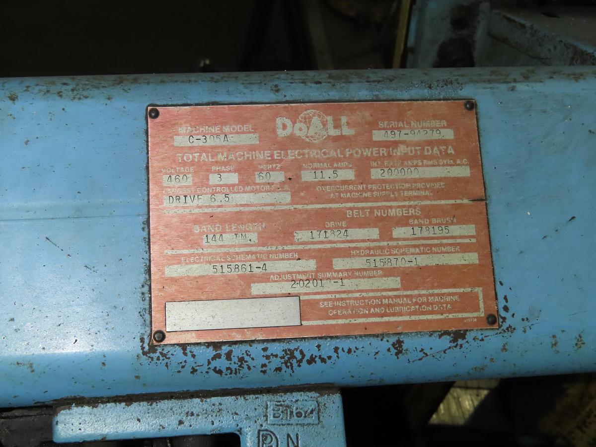 Used 12" x 12" DoAll  Model: #C-305A fully automatic horizontal bandsaw