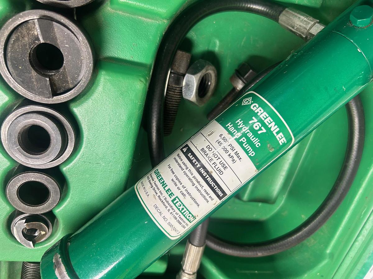 Used Greenlee 7306SB Slug Buster Knockout Punch Set W/ 767 Hydraulic Driver Set