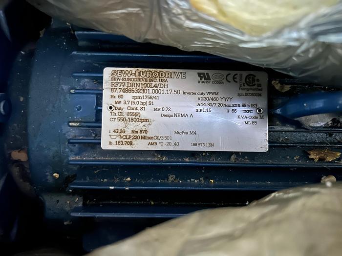 Used Sew-Eurodrive RF77 DRN100L4/DH, 87.7486532301.0001.17.50 Helical Gear Motor