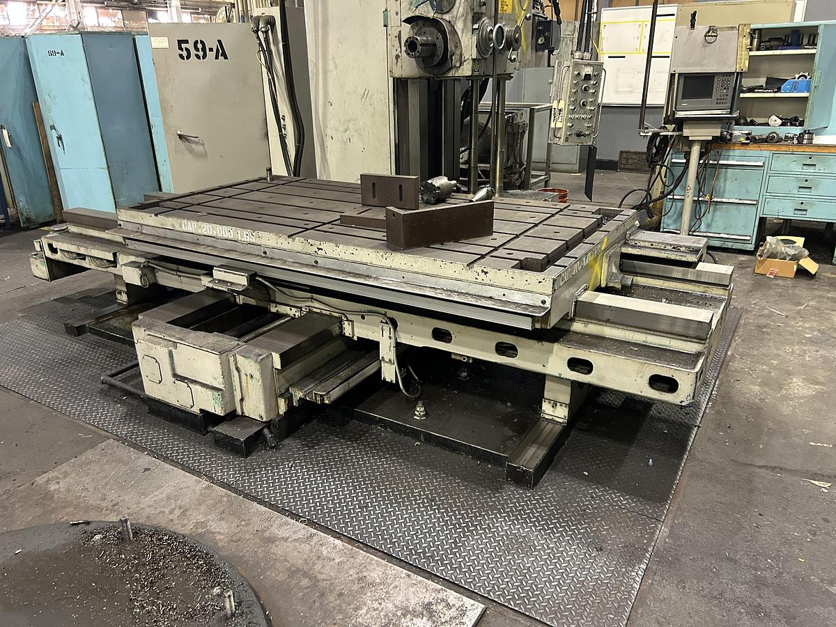 Used Giddings & Lewis CNC Horizontal Table Type Boring Mill, T-Slotted Table 84" x 48" with Heidehain Control