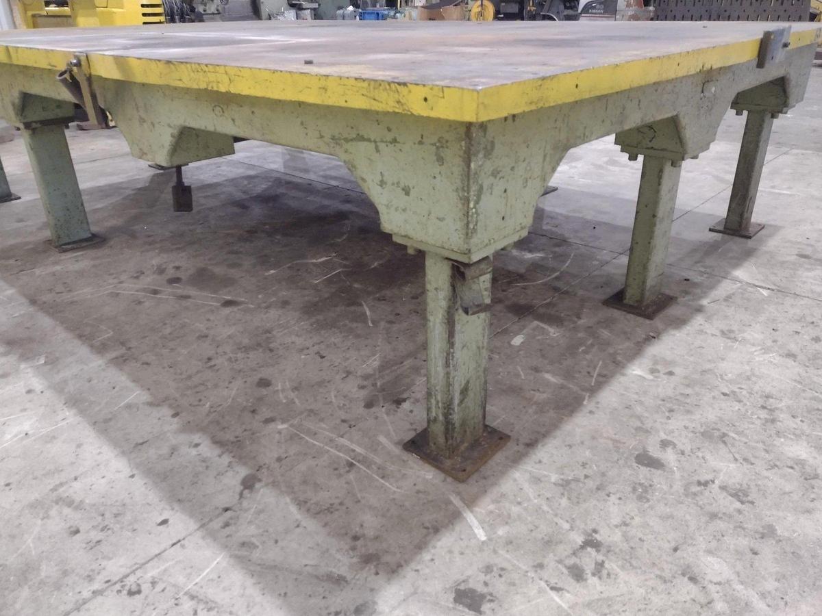 Used 148" X 98" HEAVY DUTY STEEL LAYOUT WELDING SHOP TABLE