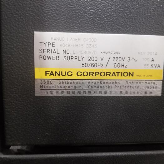 Used 2014 4,000-Watt Amada Laser, Model: LCG-3015 CO2 Laser